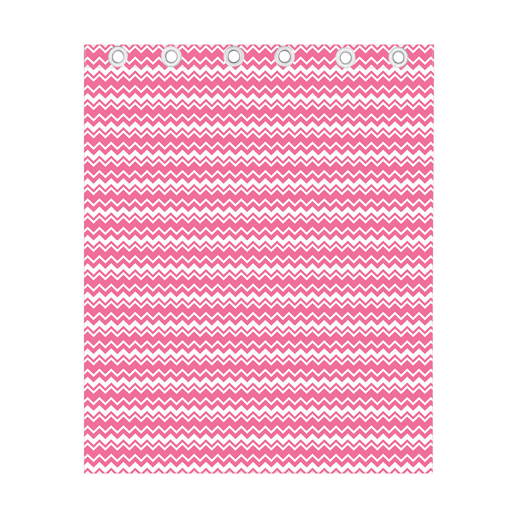 Pink And White Zigzag Pattern Print Curtain