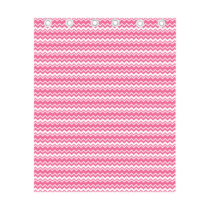 Pink And White Zigzag Pattern Print Curtain