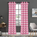 Pink And White Zigzag Pattern Print Curtain