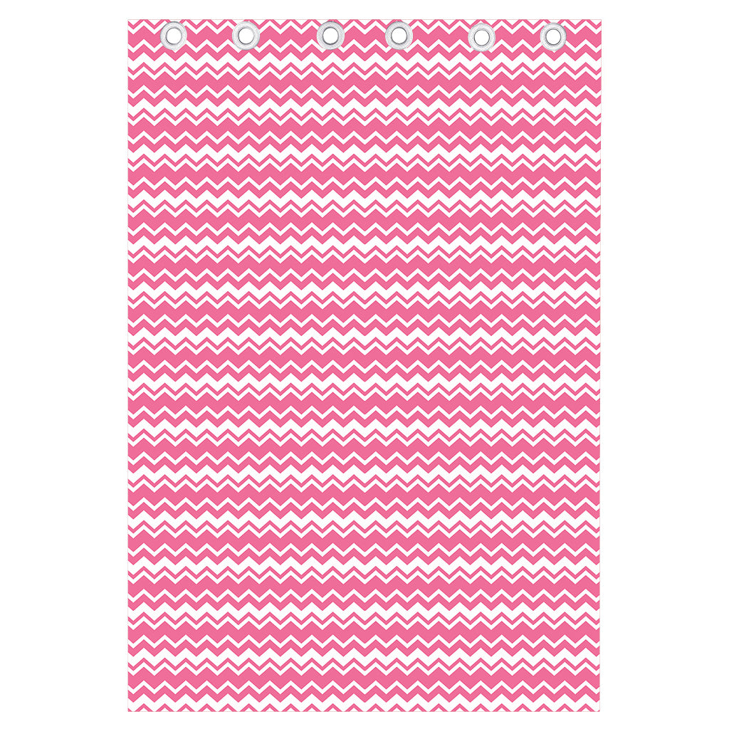 Pink And White Zigzag Pattern Print Curtain