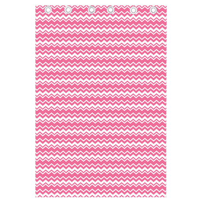 Pink And White Zigzag Pattern Print Curtain