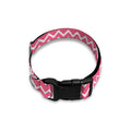 Pink And White Zigzag Pattern Print Dog Collar