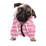 Pink And White Zigzag Pattern Print Dog Zip Up Hoodie