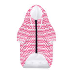 Pink And White Zigzag Pattern Print Dog Zip Up Hoodie