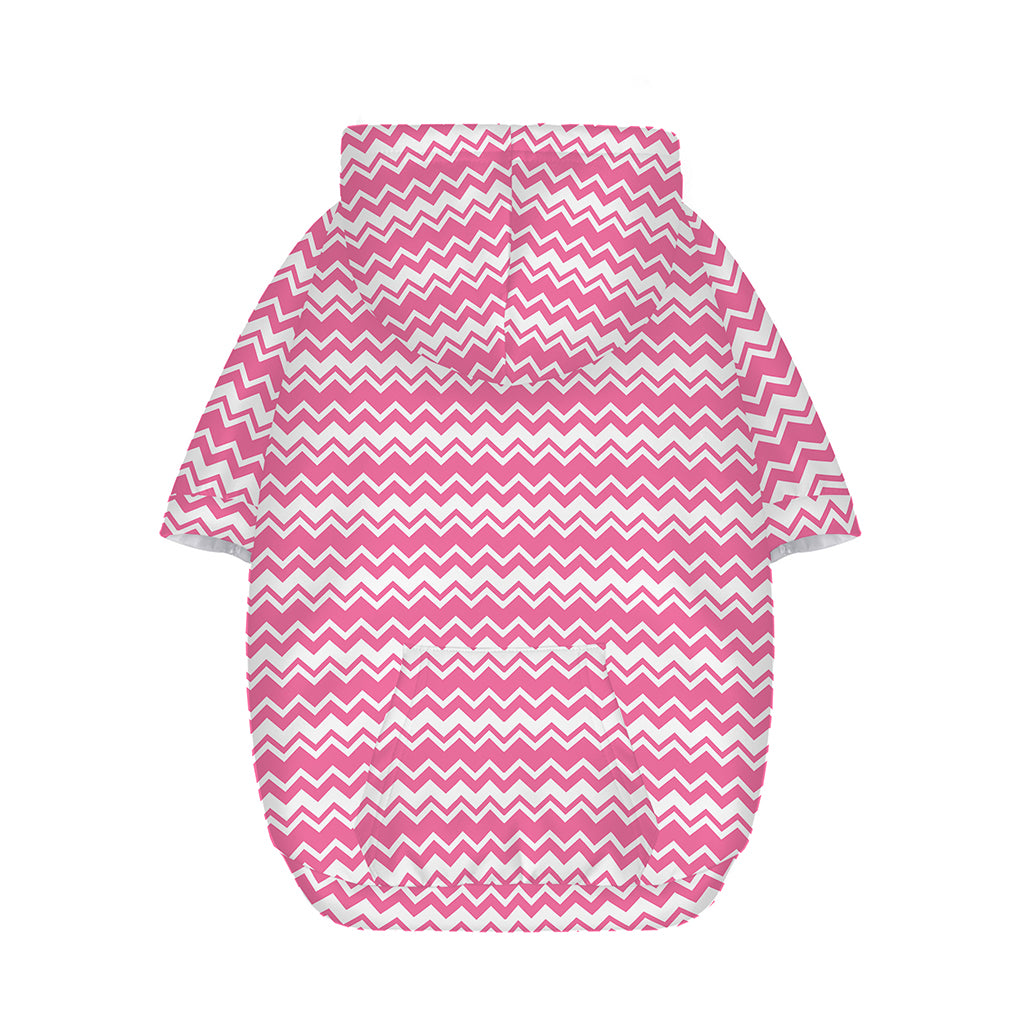 Pink And White Zigzag Pattern Print Dog Zip Up Hoodie