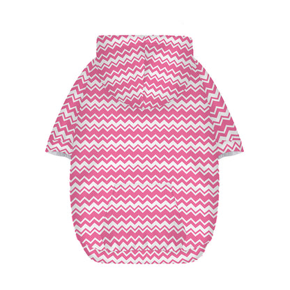 Pink And White Zigzag Pattern Print Dog Zip Up Hoodie