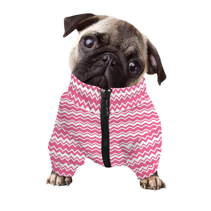 Pink And White Zigzag Pattern Print Dog Zip Up Jacket