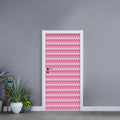 Pink And White Zigzag Pattern Print Door Sticker