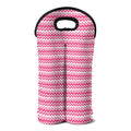 Pink And White Zigzag Pattern Print Double Neoprene Wine Tote
