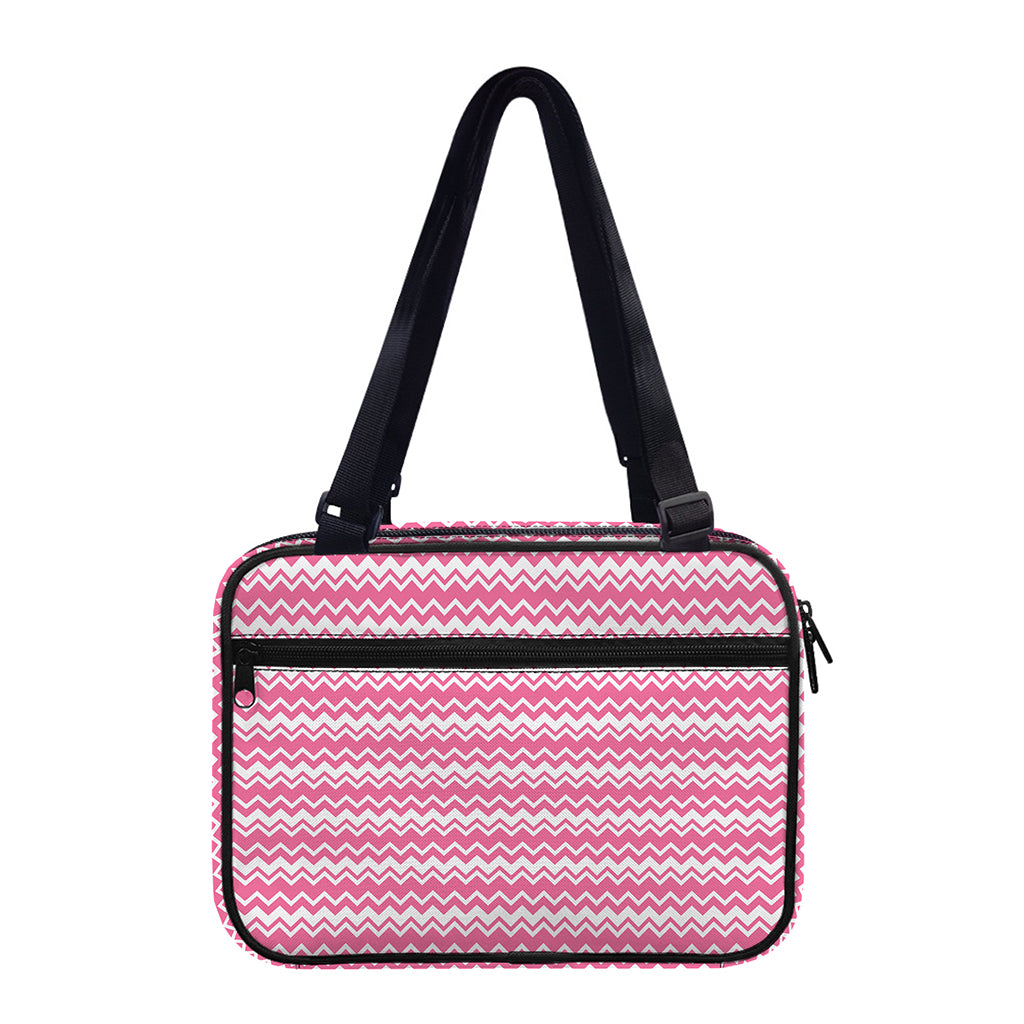 Pink And White Zigzag Pattern Print Double Strap Bible Bag