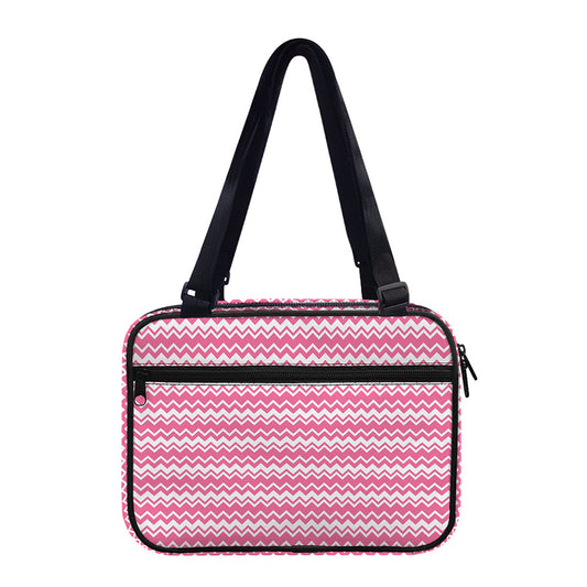 Pink And White Zigzag Pattern Print Double Strap Bible Bag