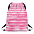 Pink And White Zigzag Pattern Print Drawstring Backpack