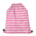 Pink And White Zigzag Pattern Print Drawstring Bag