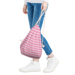 Pink And White Zigzag Pattern Print Drawstring Bag