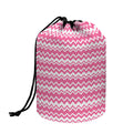 Pink And White Zigzag Pattern Print Drawstring Makeup Bag