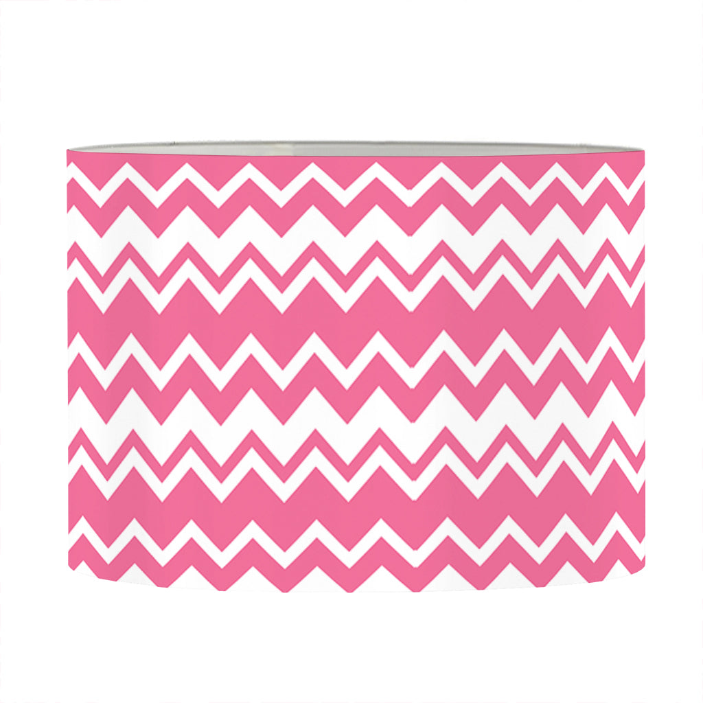 Pink And White Zigzag Pattern Print Drum Lamp Shade