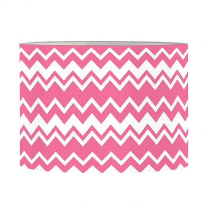 Pink And White Zigzag Pattern Print Drum Lamp Shade