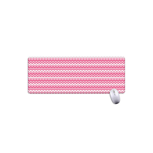 Pink And White Zigzag Pattern Print Extended Mouse Pad
