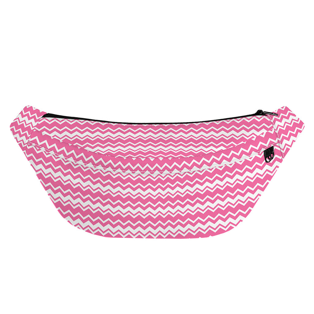 Pink And White Zigzag Pattern Print Fanny Pack