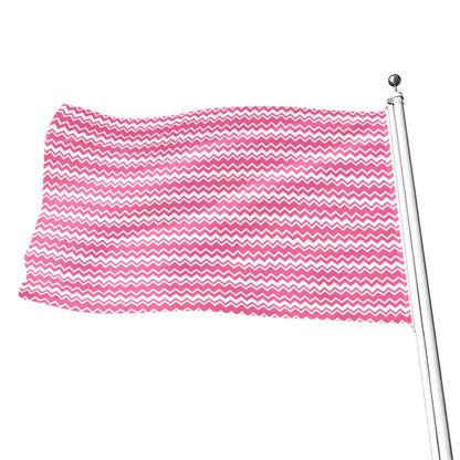 Pink And White Zigzag Pattern Print Flag