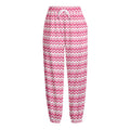 Pink And White Zigzag Pattern Print Fleece Lined Knit Pants