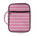 Pink And White Zigzag Pattern Print Front Pocket Bible Bag