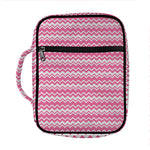 Pink And White Zigzag Pattern Print Front Pocket Bible Bag