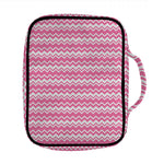 Pink And White Zigzag Pattern Print Front Pocket Bible Bag