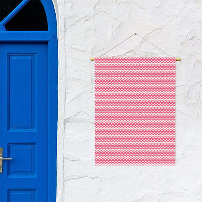 Pink And White Zigzag Pattern Print Garden Flag