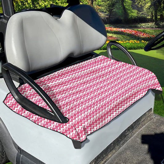 Pink And White Zigzag Pattern Print Golf Cart Seat Cover