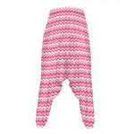 Pink And White Zigzag Pattern Print Hammer Pants