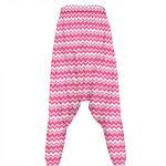 Pink And White Zigzag Pattern Print Hammer Pants