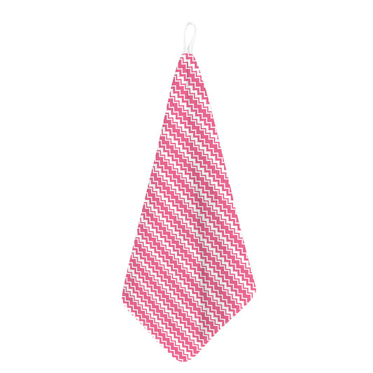 Pink And White Zigzag Pattern Print Hand Towel