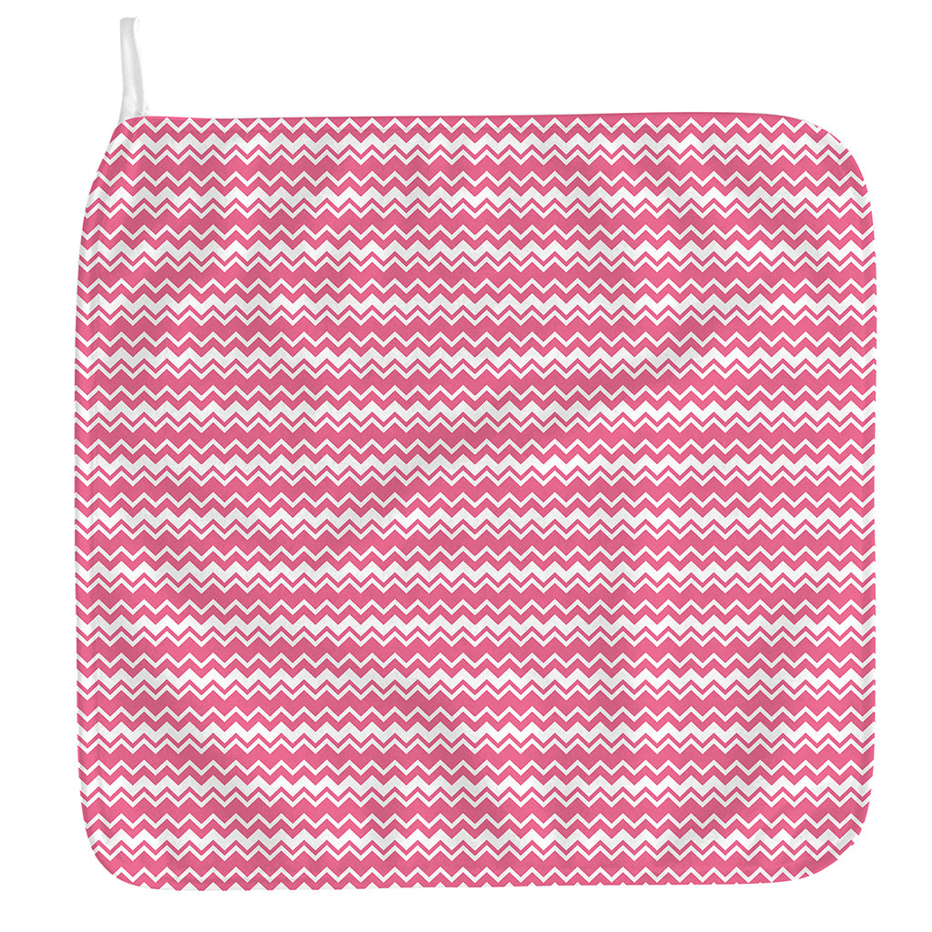 Pink And White Zigzag Pattern Print Hand Towel