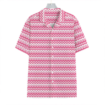 Pink And White Zigzag Pattern Print Hawaiian Shirt