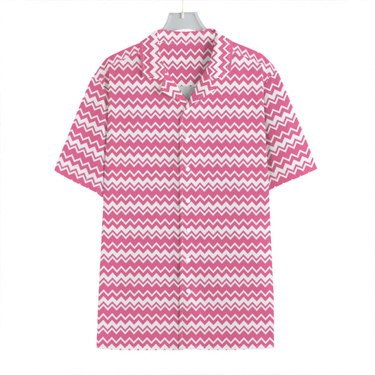 Pink And White Zigzag Pattern Print Hawaiian Shirt