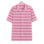 Pink And White Zigzag Pattern Print Hawaiian Shirt