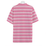 Pink And White Zigzag Pattern Print Hawaiian Shirt