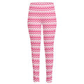 Pink And White Zigzag Pattern Print High-Waisted Pocket Leggings