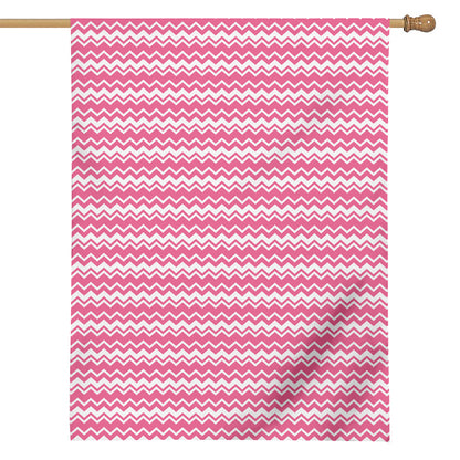Pink And White Zigzag Pattern Print House Flag