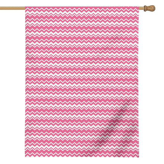 Pink And White Zigzag Pattern Print House Flag