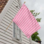 Pink And White Zigzag Pattern Print House Flag