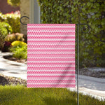 Pink And White Zigzag Pattern Print House Flag
