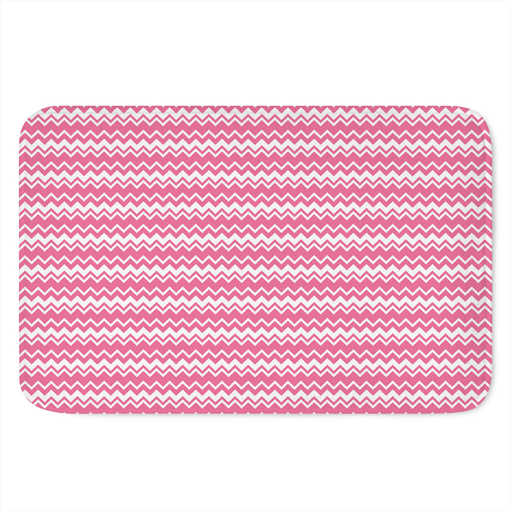 Pink And White Zigzag Pattern Print Indoor Door Mat