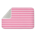 Pink And White Zigzag Pattern Print Indoor Door Mat