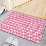 Pink And White Zigzag Pattern Print Indoor Door Mat