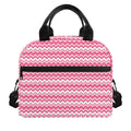 Pink And White Zigzag Pattern Print Insulated Lunch Bag
