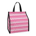 Pink And White Zigzag Pattern Print Insulated Lunch Tote