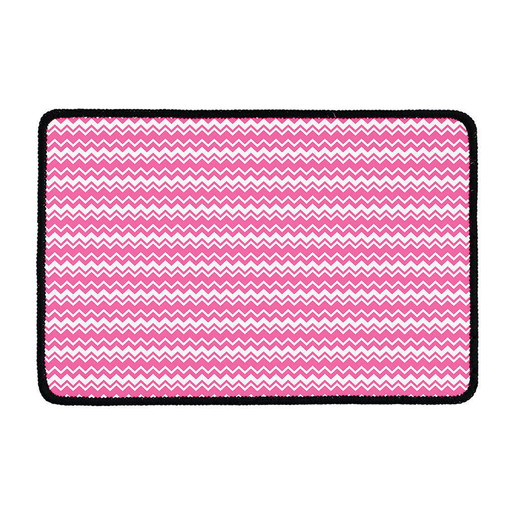 Pink And White Zigzag Pattern Print Kitchen Mat
