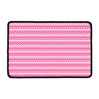 Pink And White Zigzag Pattern Print Kitchen Mat